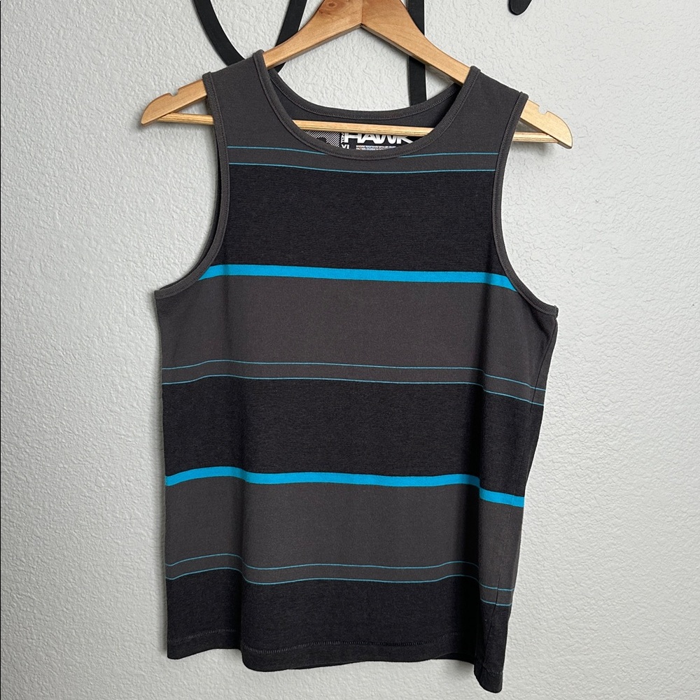 Tony Hawk grey and teal XL Striped Tank Top